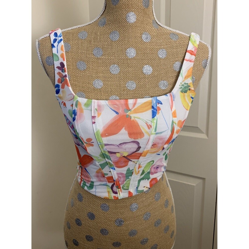 Buckle Tic Toc Corset Top Sz Small Floral Bustier Womens Fairy Romantic Y2k Coqu